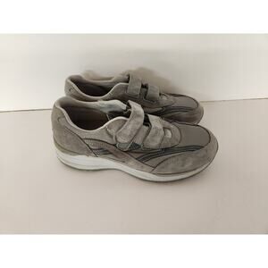 SAS Comfort Walking JV Hook & Loop Straps Grey Suede Shoes - Mens US 10M